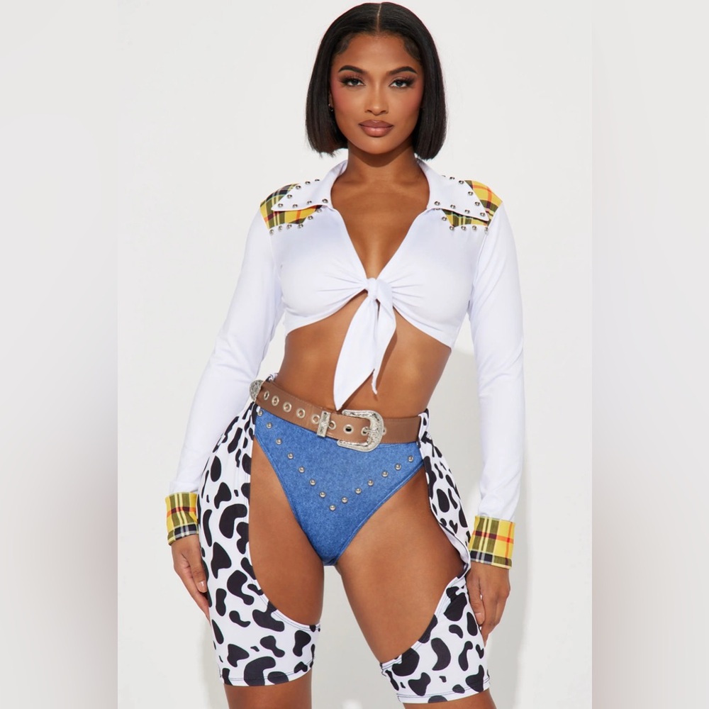 NEW ❗️Deputy Cowgirl 4 piece Costume White Set